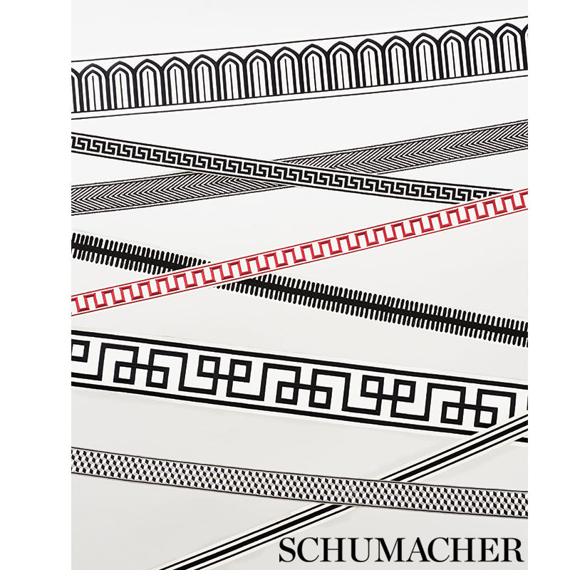 Arches embroidered tape wide | Black on white