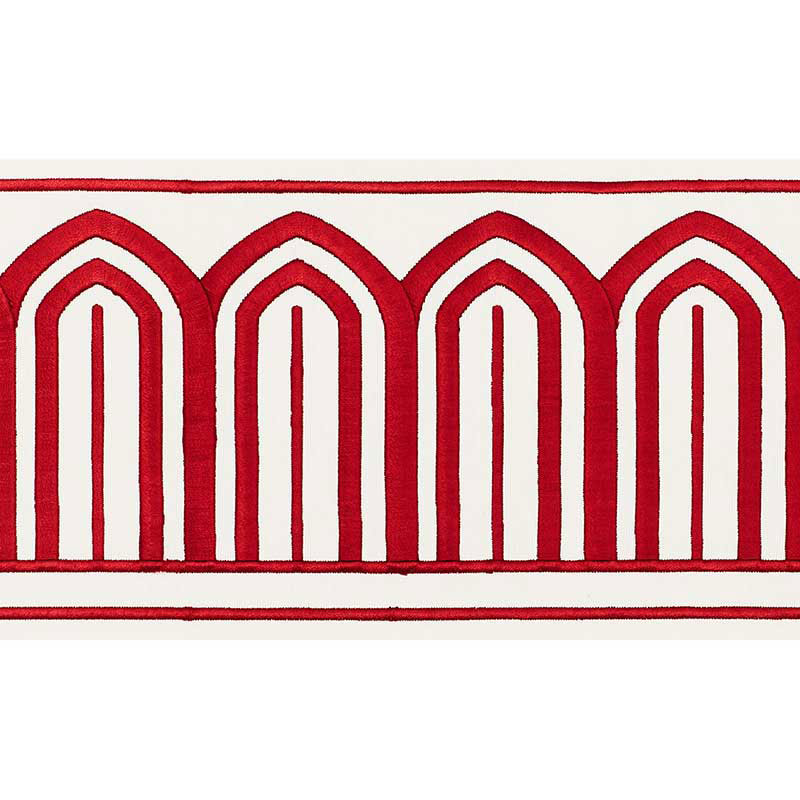 Arches embroidered tape wide | Red