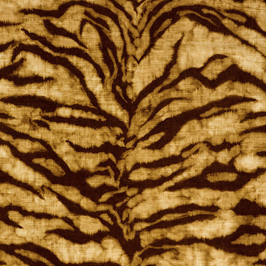 Tigre linen print | Golden brown