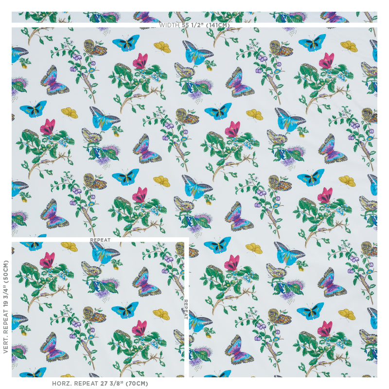Baudin butterfly chintz | Turquoise