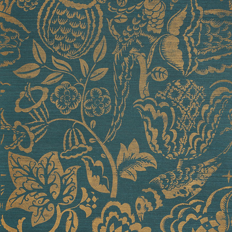 Uccello sisal | Gold on peacock