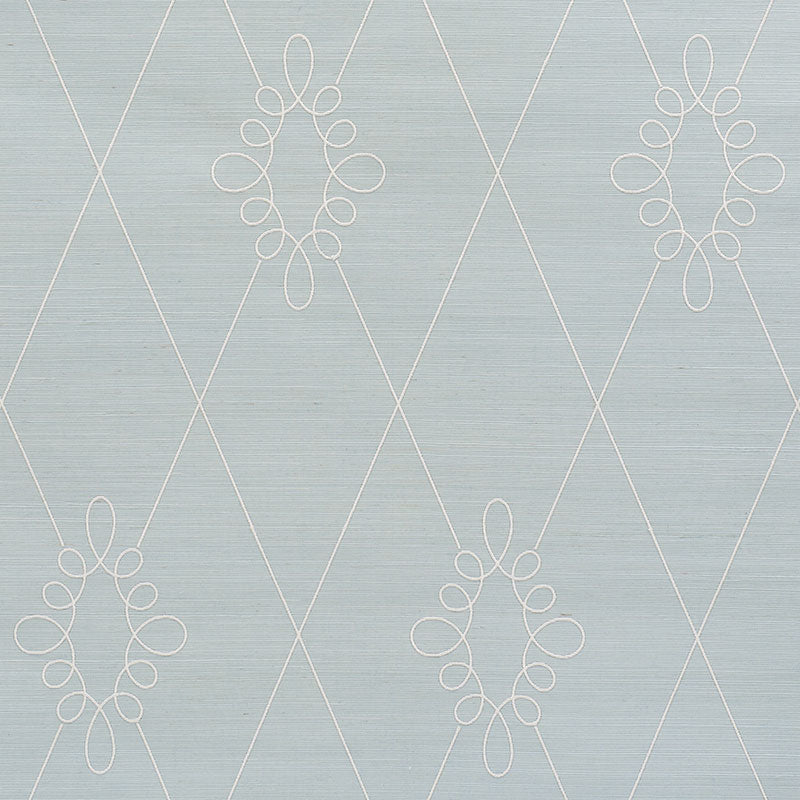 Sylvie embroidered sisal | Water blue