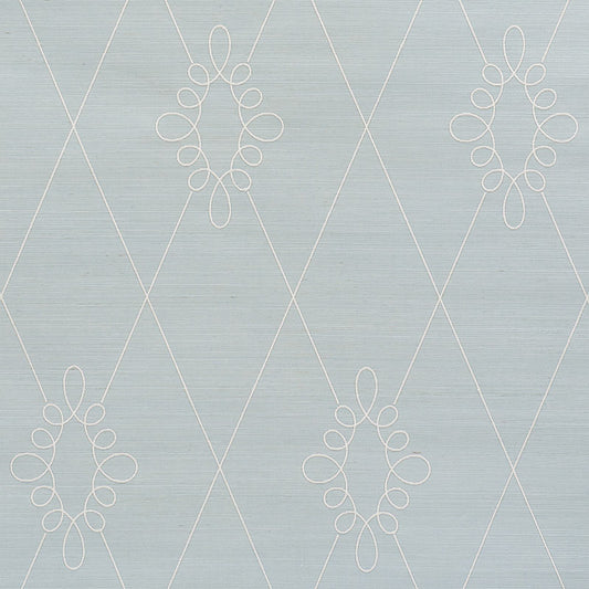 Sylvie embroidered sisal | Water blue