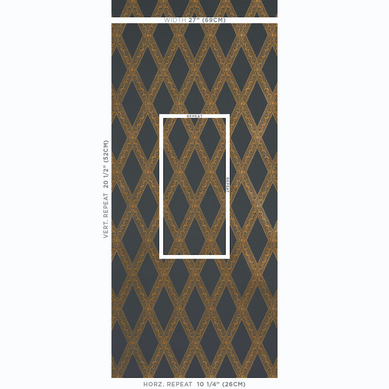 Les losanges toile | Gold on black
