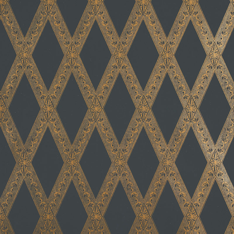 Les losanges toile | Gold on black