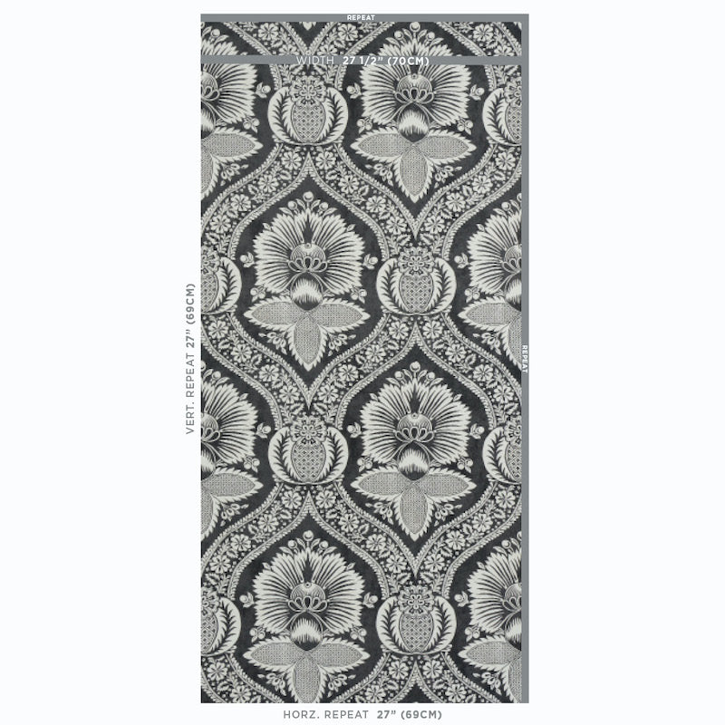 Villandry damask print | Black