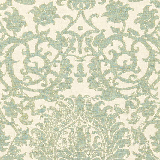 Arezzo linen damask | Aquamarine