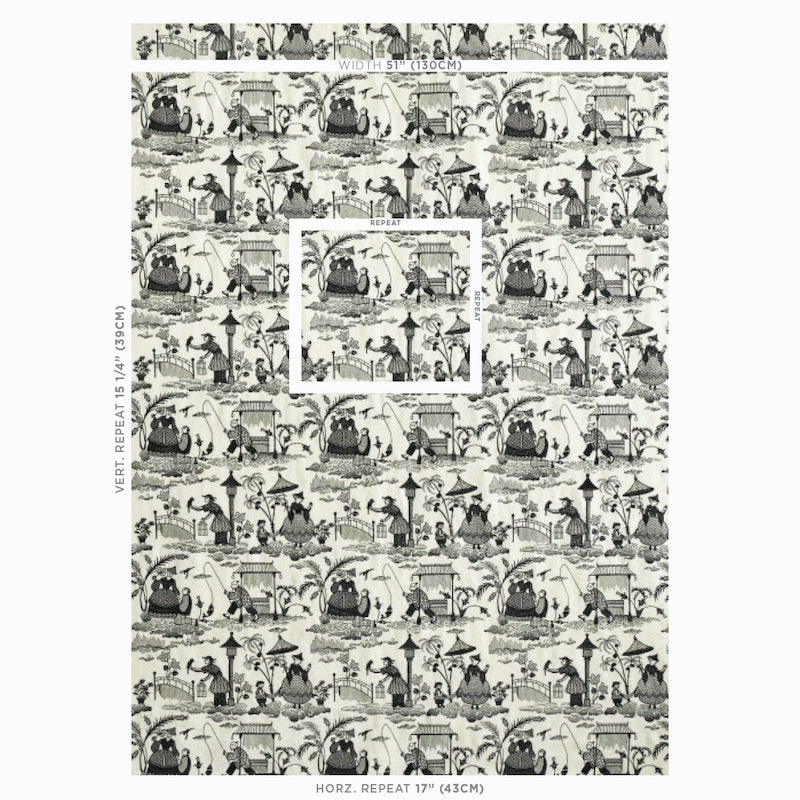 Bassano embroidered toile | Black