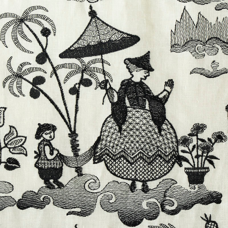 Bassano embroidered toile | Black