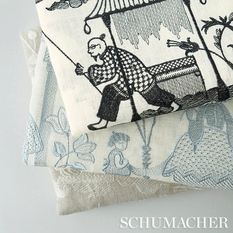 Bassano embroidered toile | Black