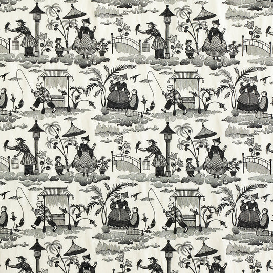 Bassano embroidered toile | Black