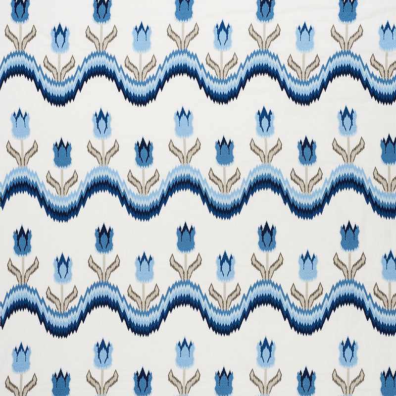 Tulip flamestitch embroidery | Blue