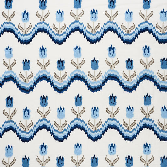 Tulip flamestitch embroidery | Blue