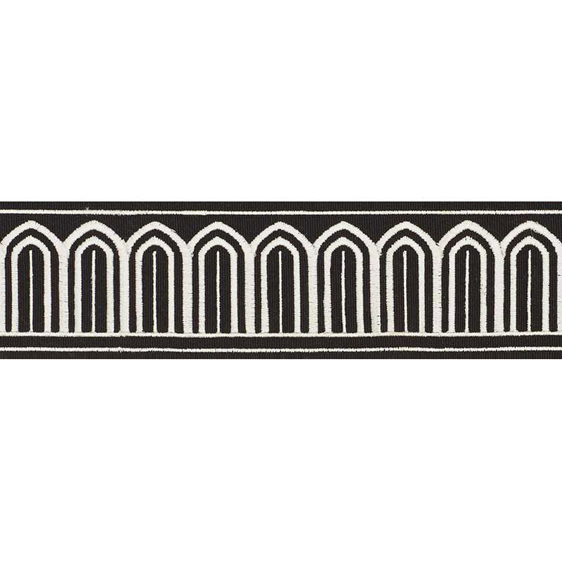 Arches embroidered tape | White on black