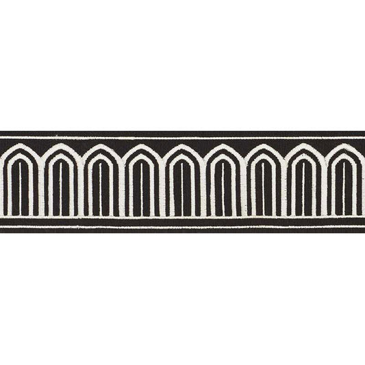 Arches embroidered tape | White on black