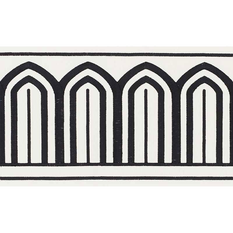 Arches embroidered tape wide | Black on white