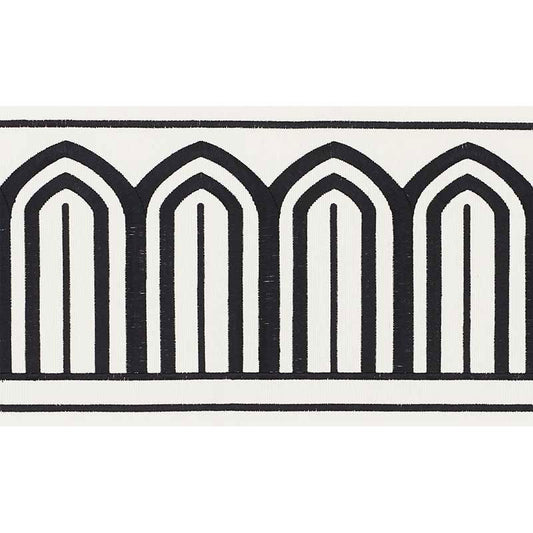Arches embroidered tape wide | Black on white