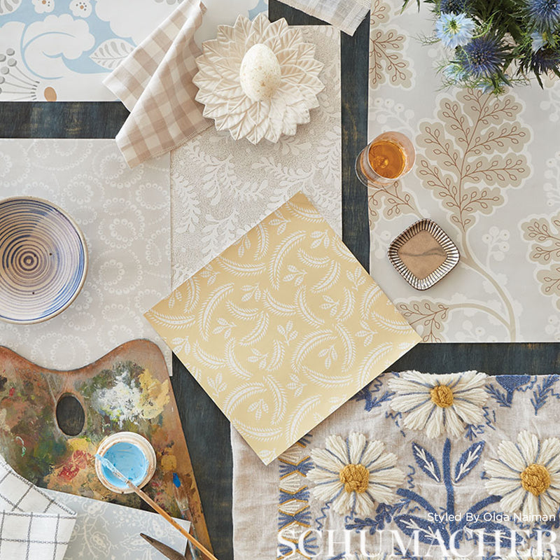 Pauline check casement | Whitework