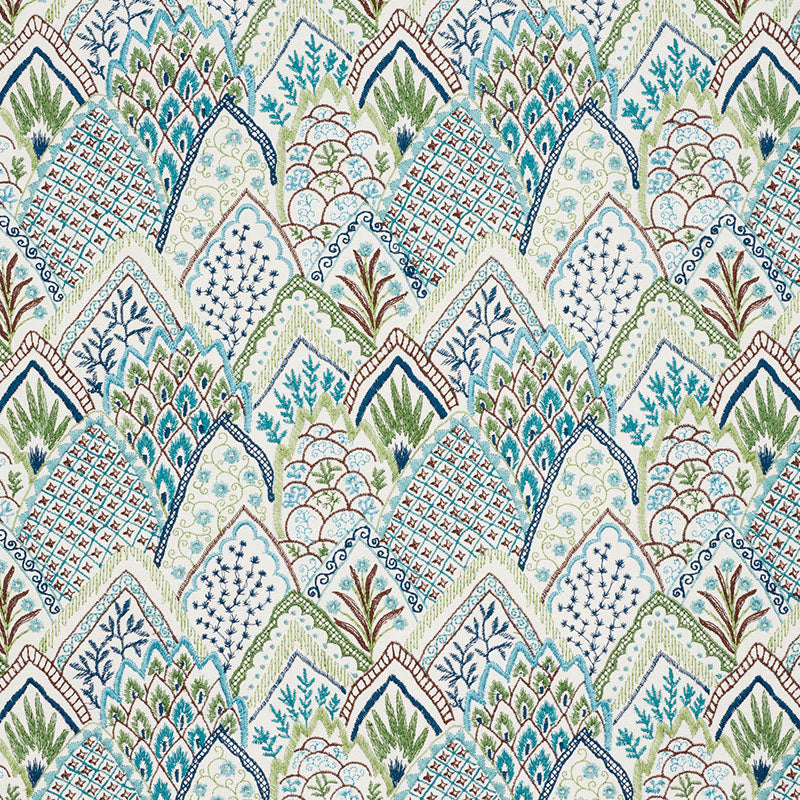 Albizia embroidery | Blue & green