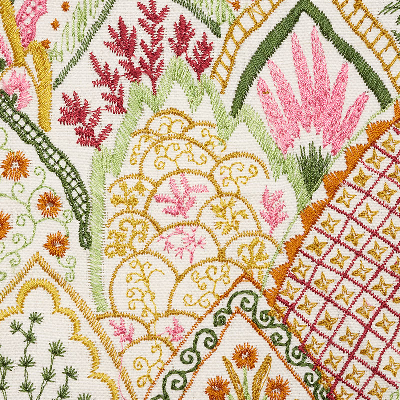 Albizia embroidery | Pink & leaf