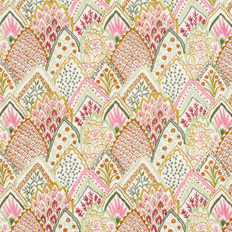 Albizia embroidery | Pink & leaf
