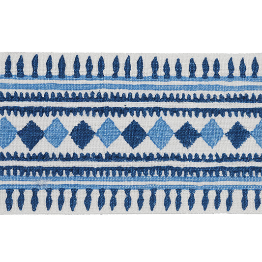 Toula hand blocked linen tape | Blues