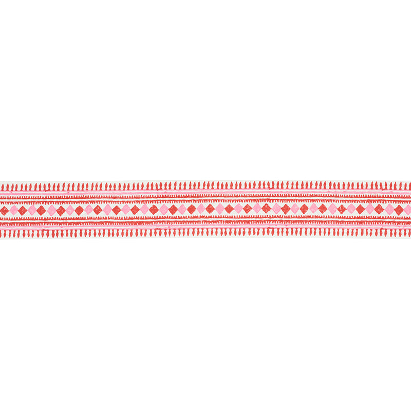 Toula hand blocked linen tape | Red & pink