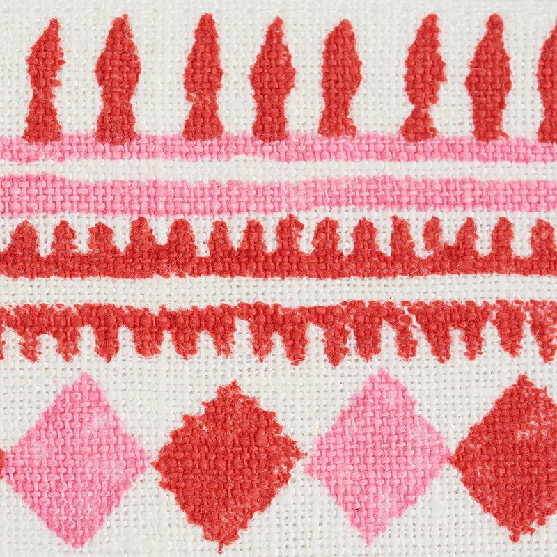 Toula hand blocked linen tape | Red & pink