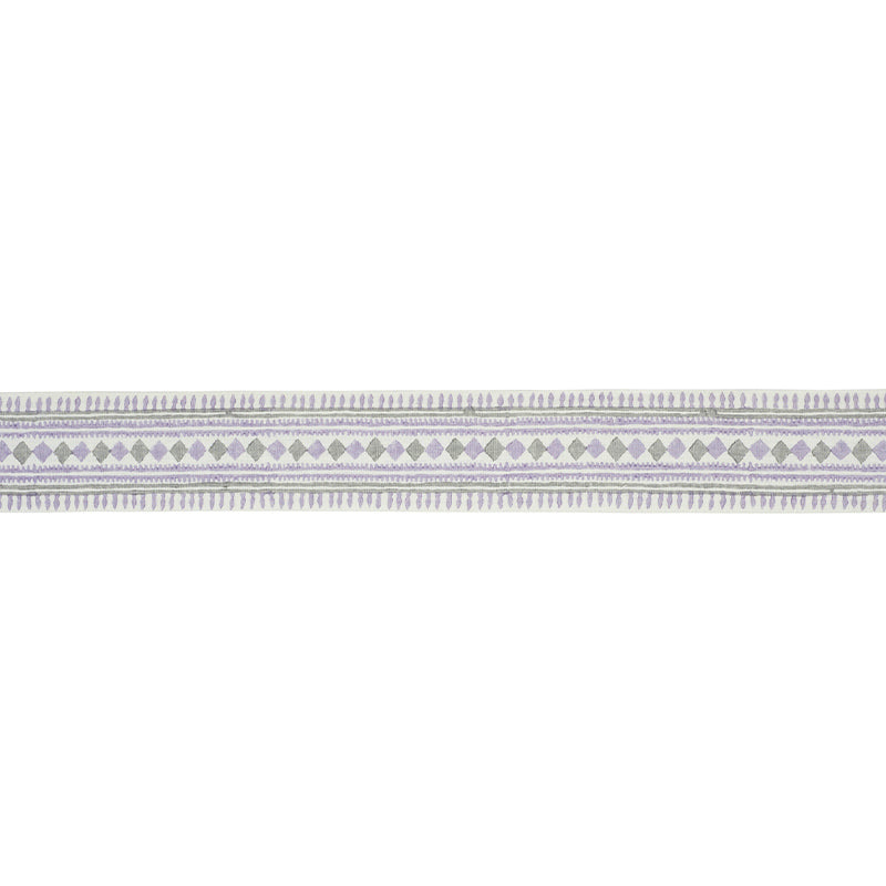 Toula hand blocked linen tape | Lilac & grey