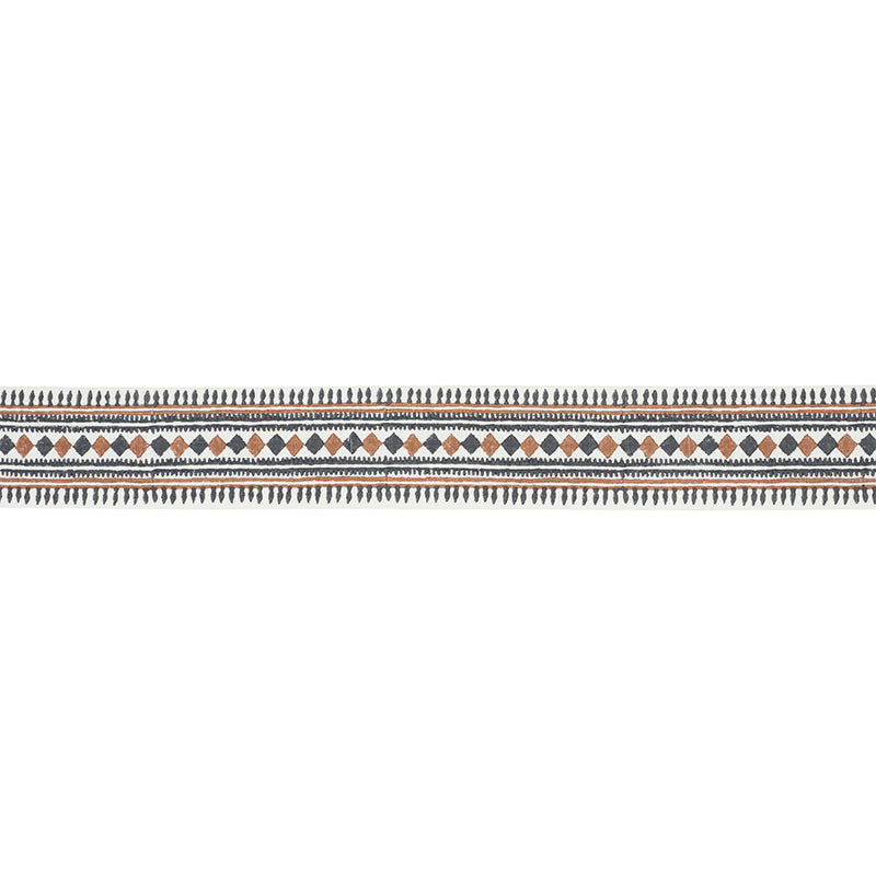 Toula hand blocked linen tape | Black & brown