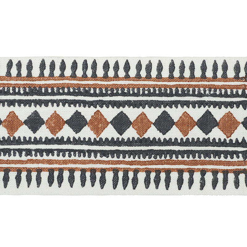 Toula hand blocked linen tape | Black & brown