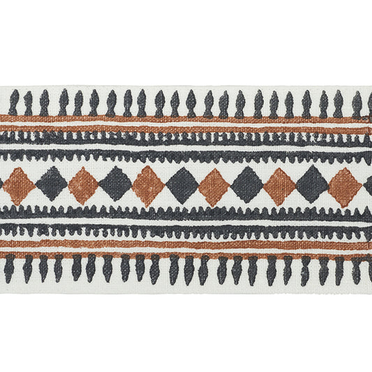 Toula hand blocked linen tape | Black & brown