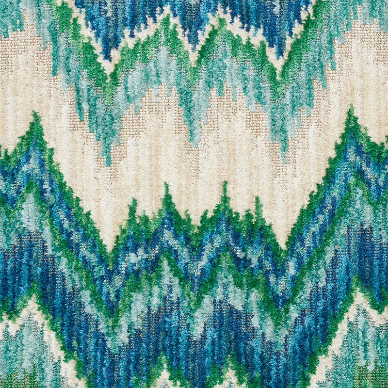 Bezique flamestitch velvet | Blue & green