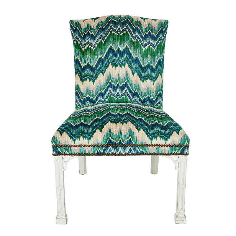 Bezique flamestitch velvet | Blue & green