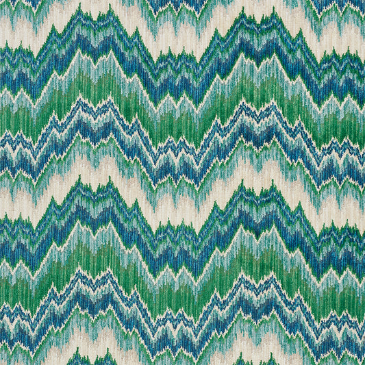 Bezique flamestitch velvet | Blue & green