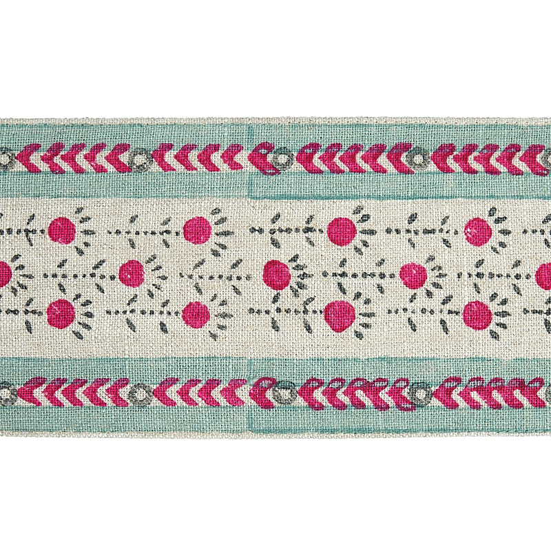 Pica bella hand blocked tape | Magenta & pistachio